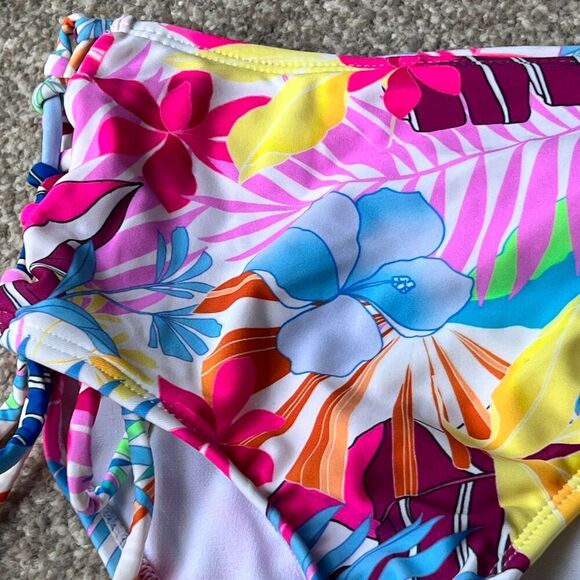 California Waves Swim sz XS X-Small Colorful Print High Waist Bottoms - Picture 5 of 8